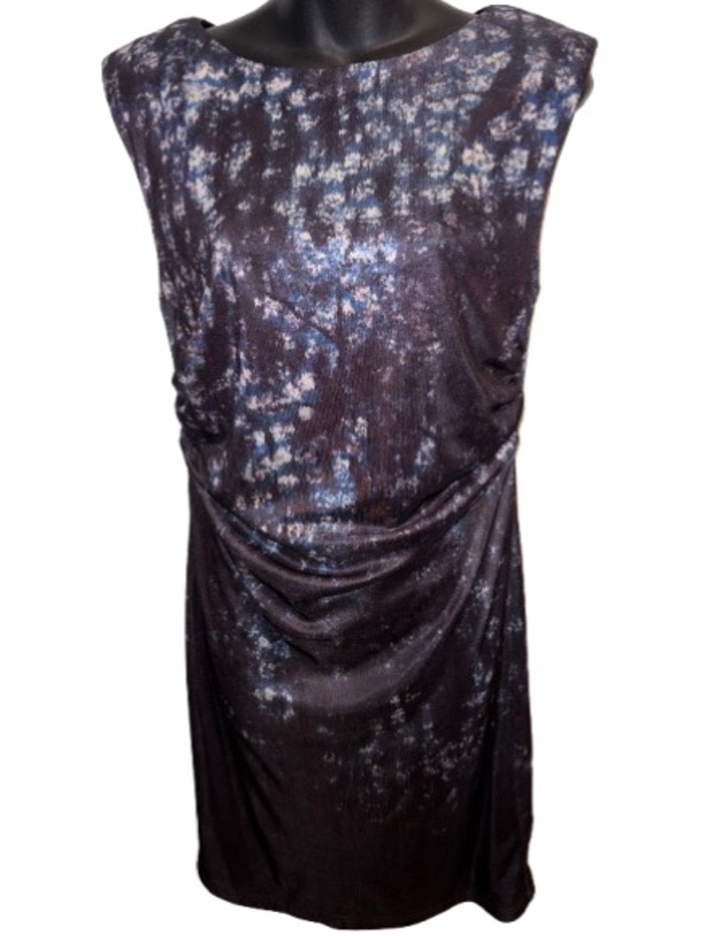 Mirrou Sleeveless Draped Sheath Dress in Black and Blue NWT Size 10